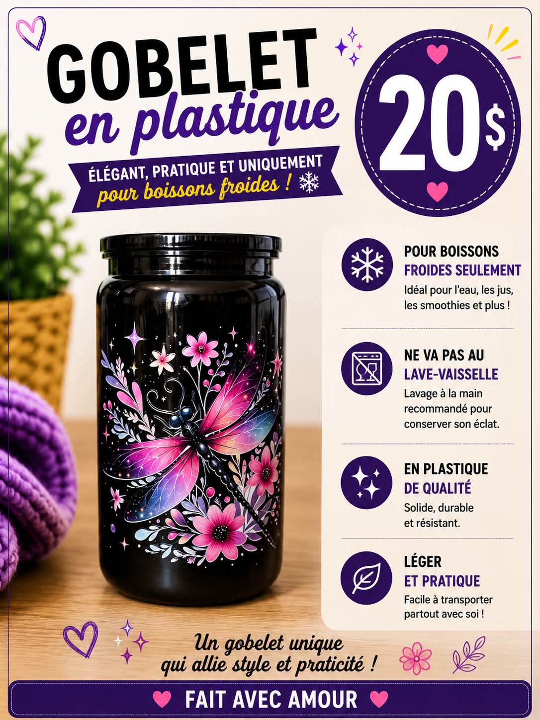 Gobelet en plastique