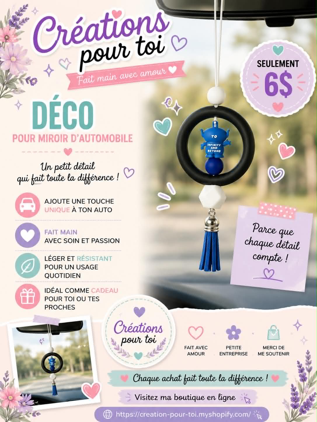 Déco pour miroir d'auto