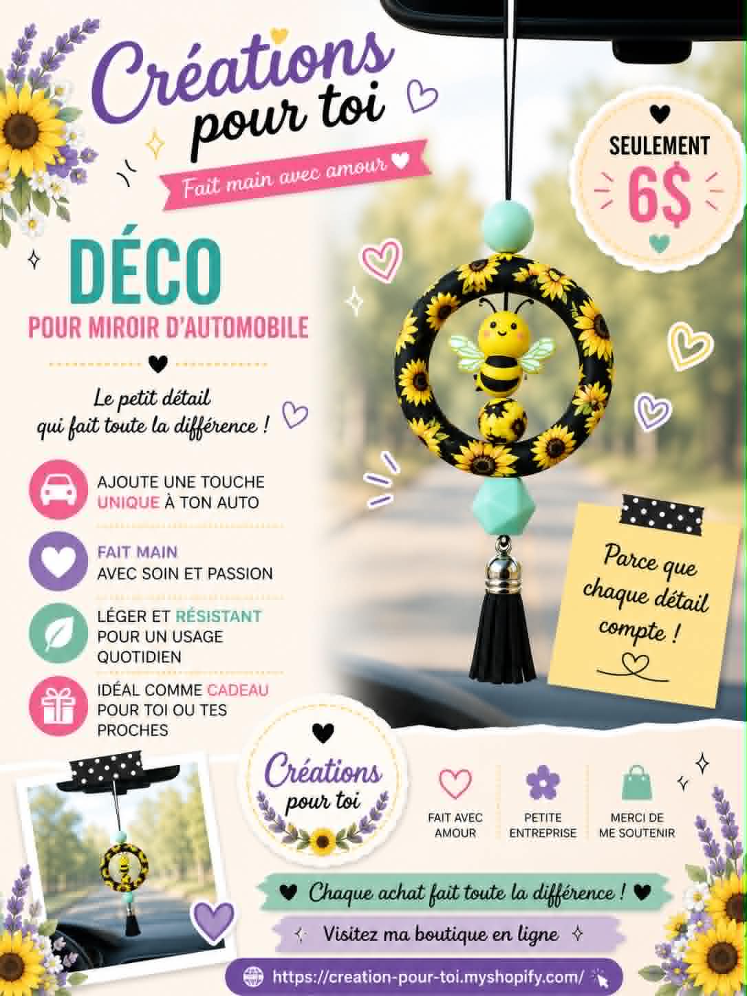 Déco pour miroir d'auto