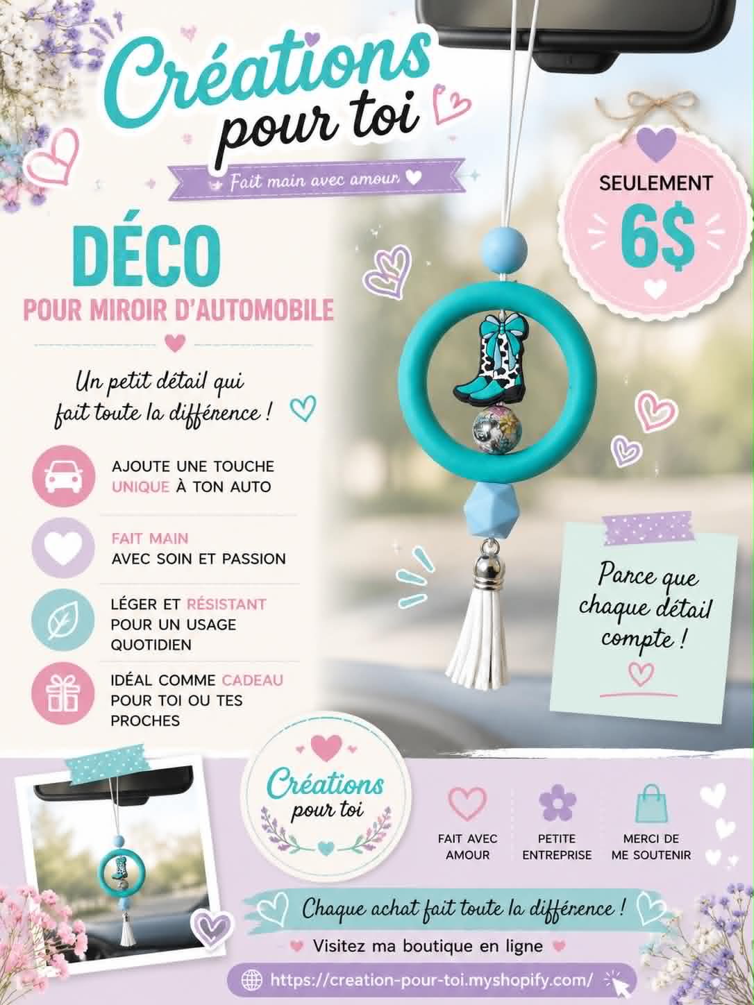 Déco pour miroir d'auto