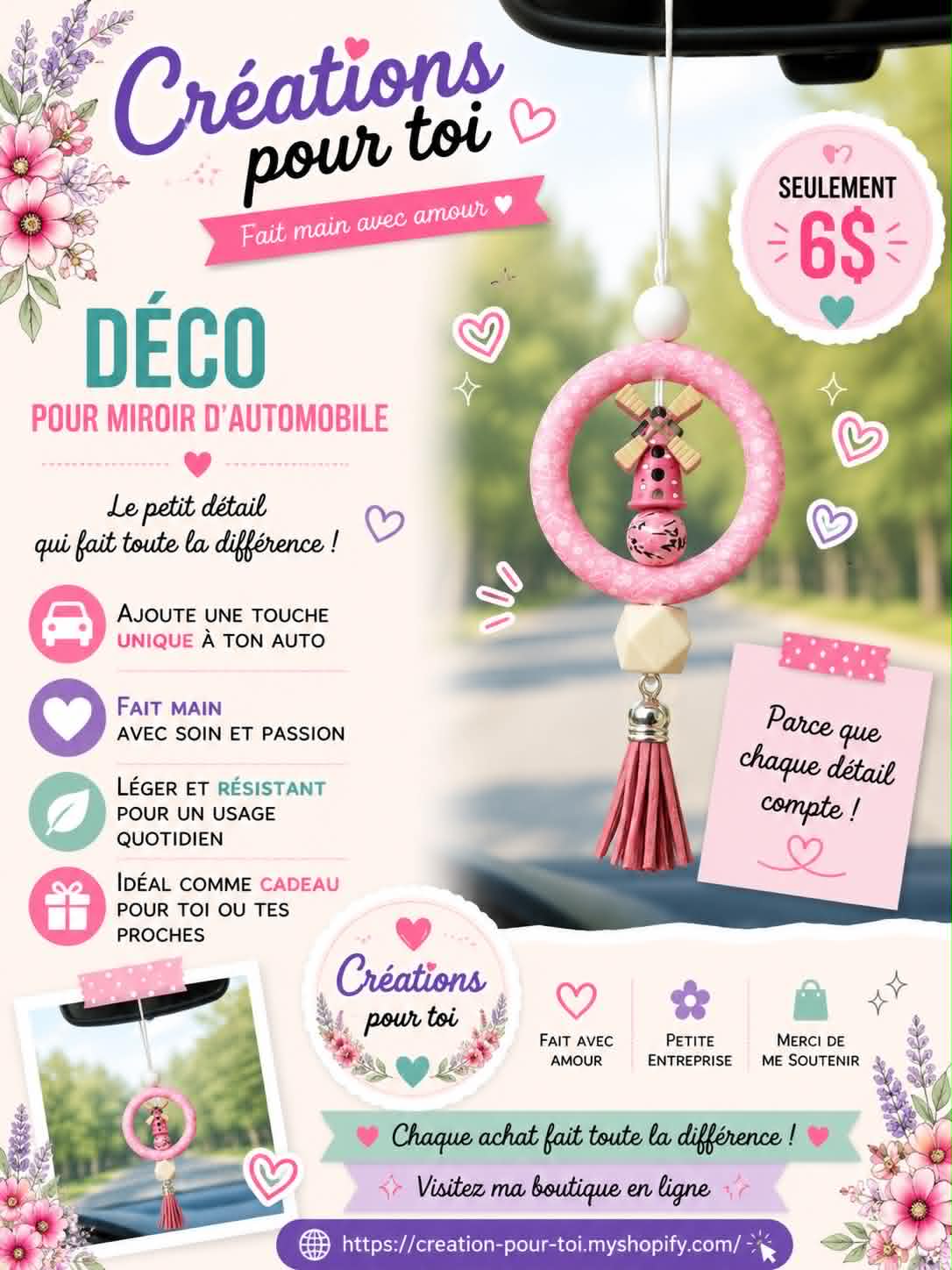 Déco pour miroir d'auto