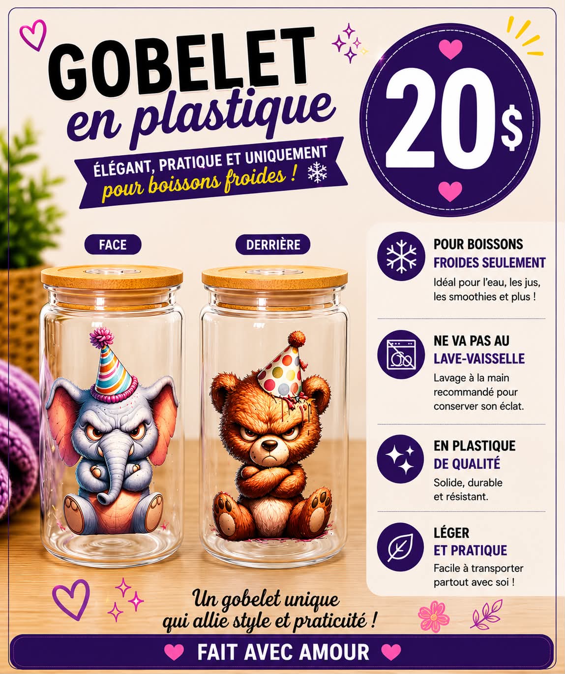 Gobelet en plastique