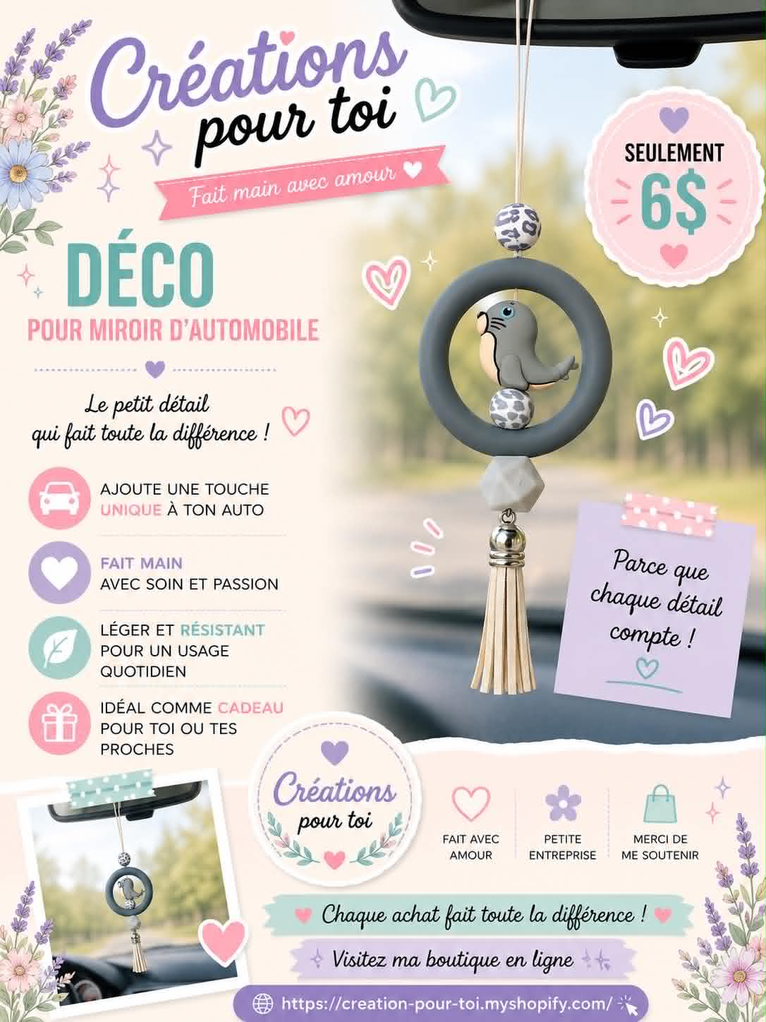 Déco pour miroir d'auto