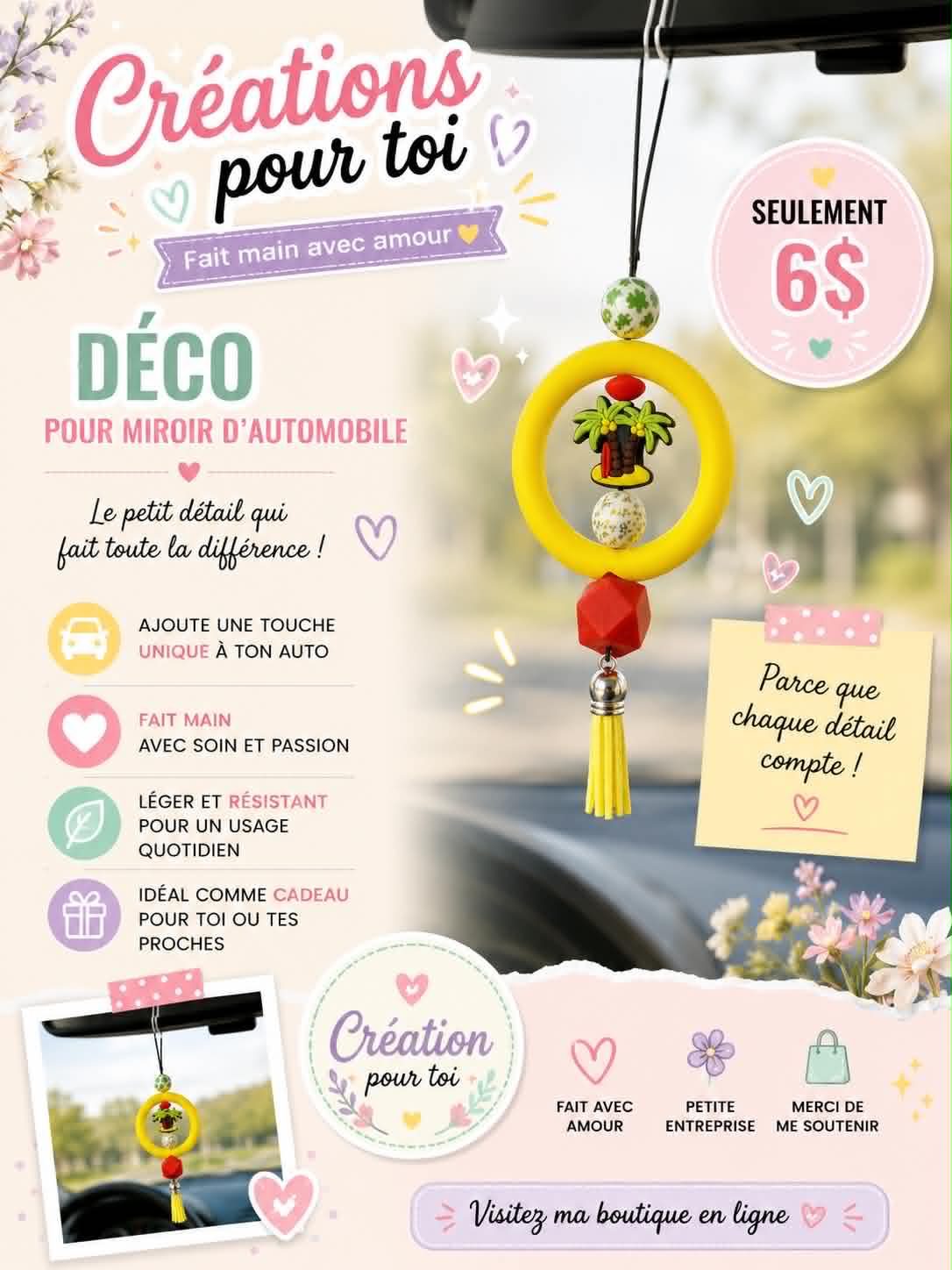 Déco pour miroir d'auto