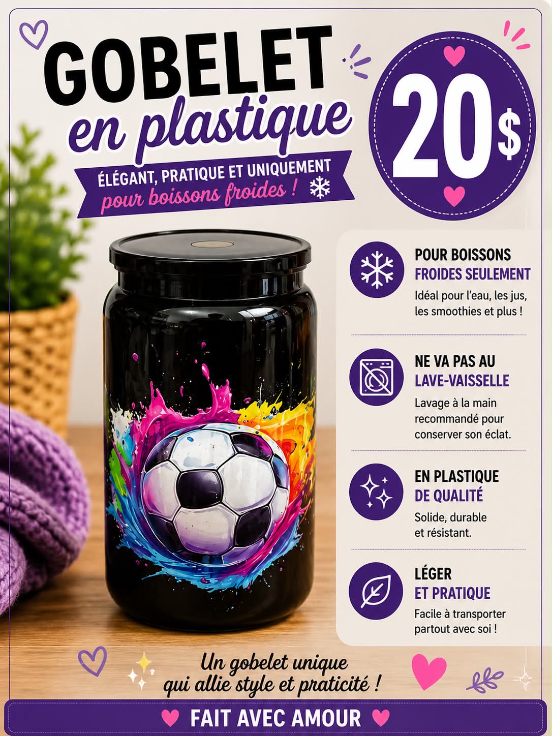 Gobelet en plastique