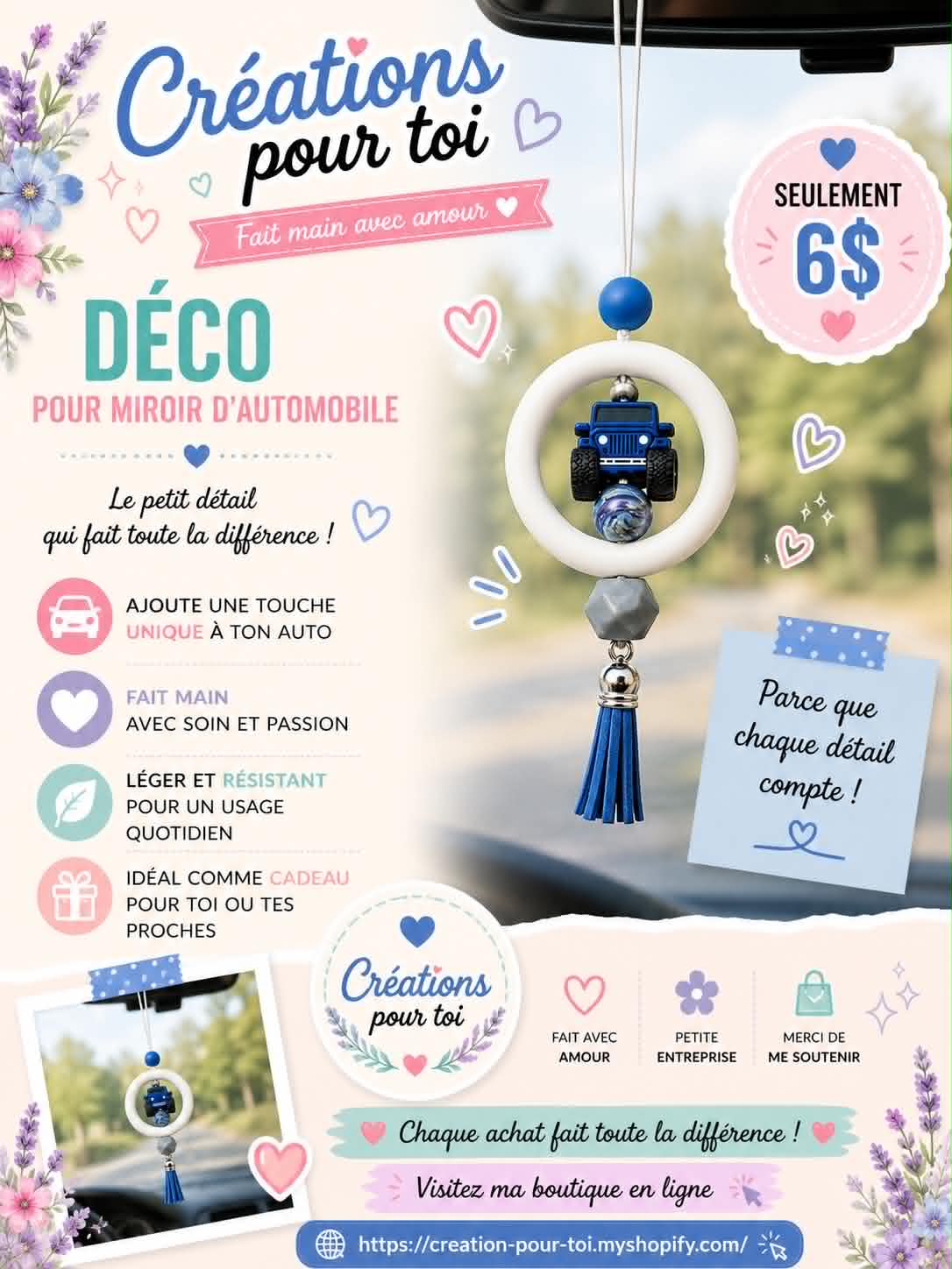 Déco pour miroir d'auto