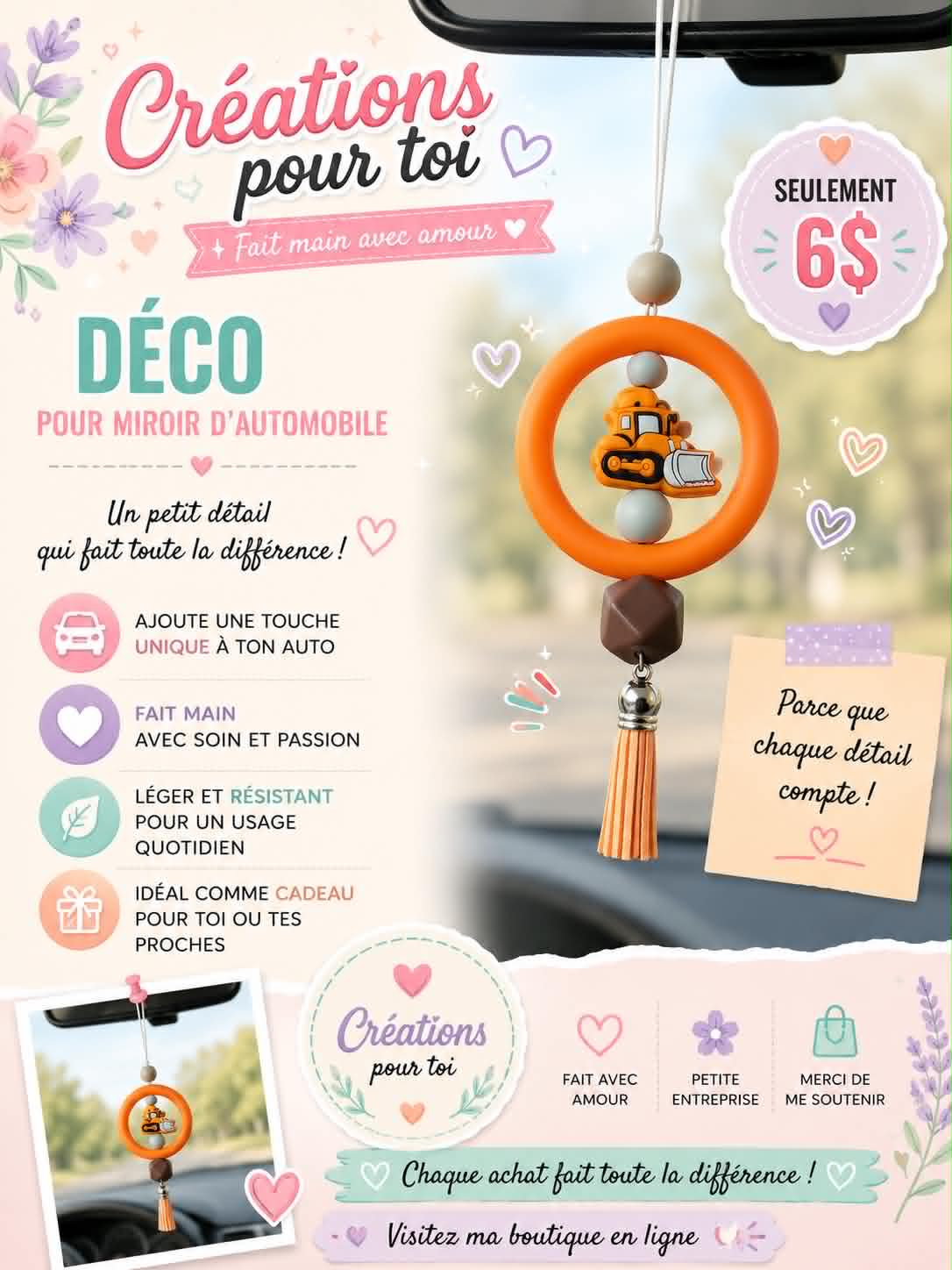 Déco pour miroir d'auto