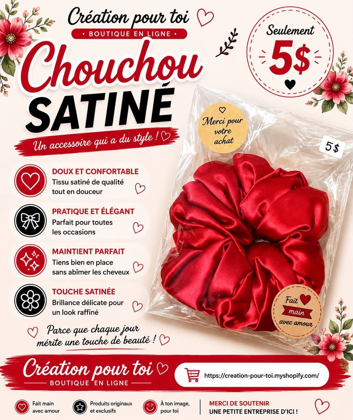 CHOU-CHOU SATINÉ ROUGE