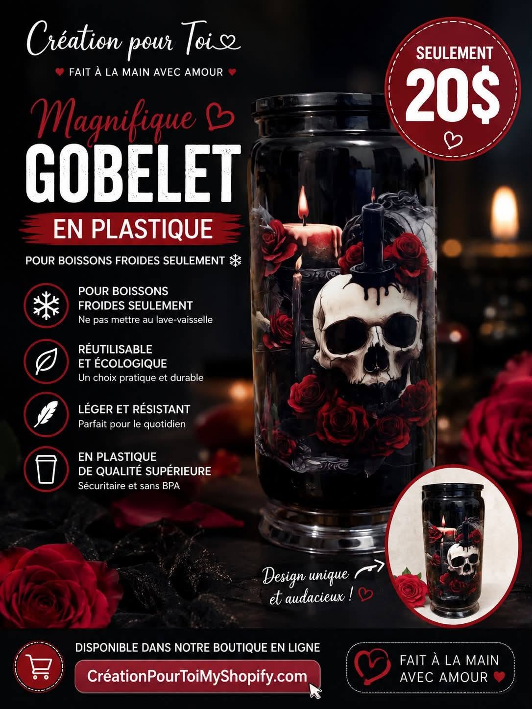 GOBELET TÊTE DE MORT