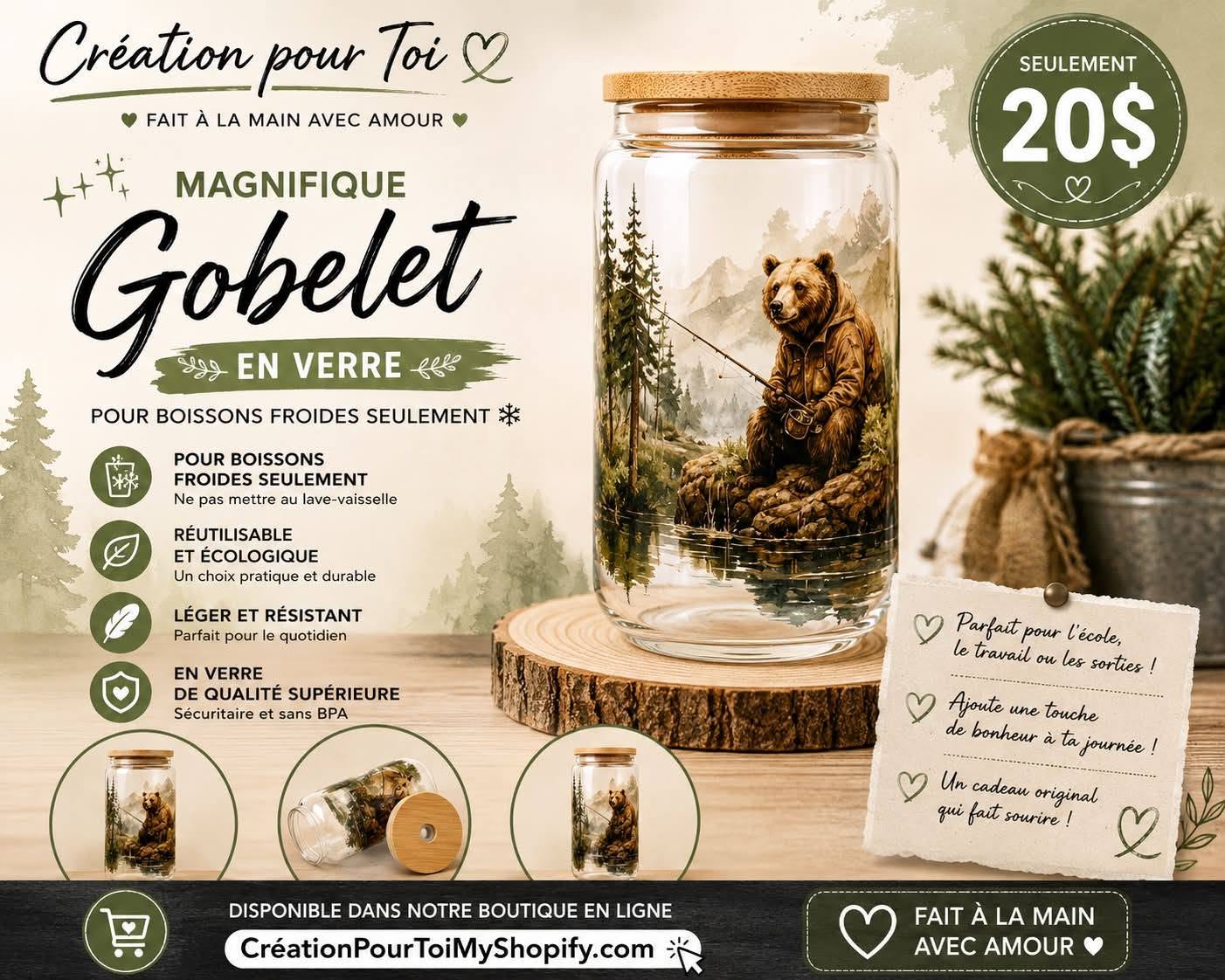 GOBELET OURS À LA PÊCHE