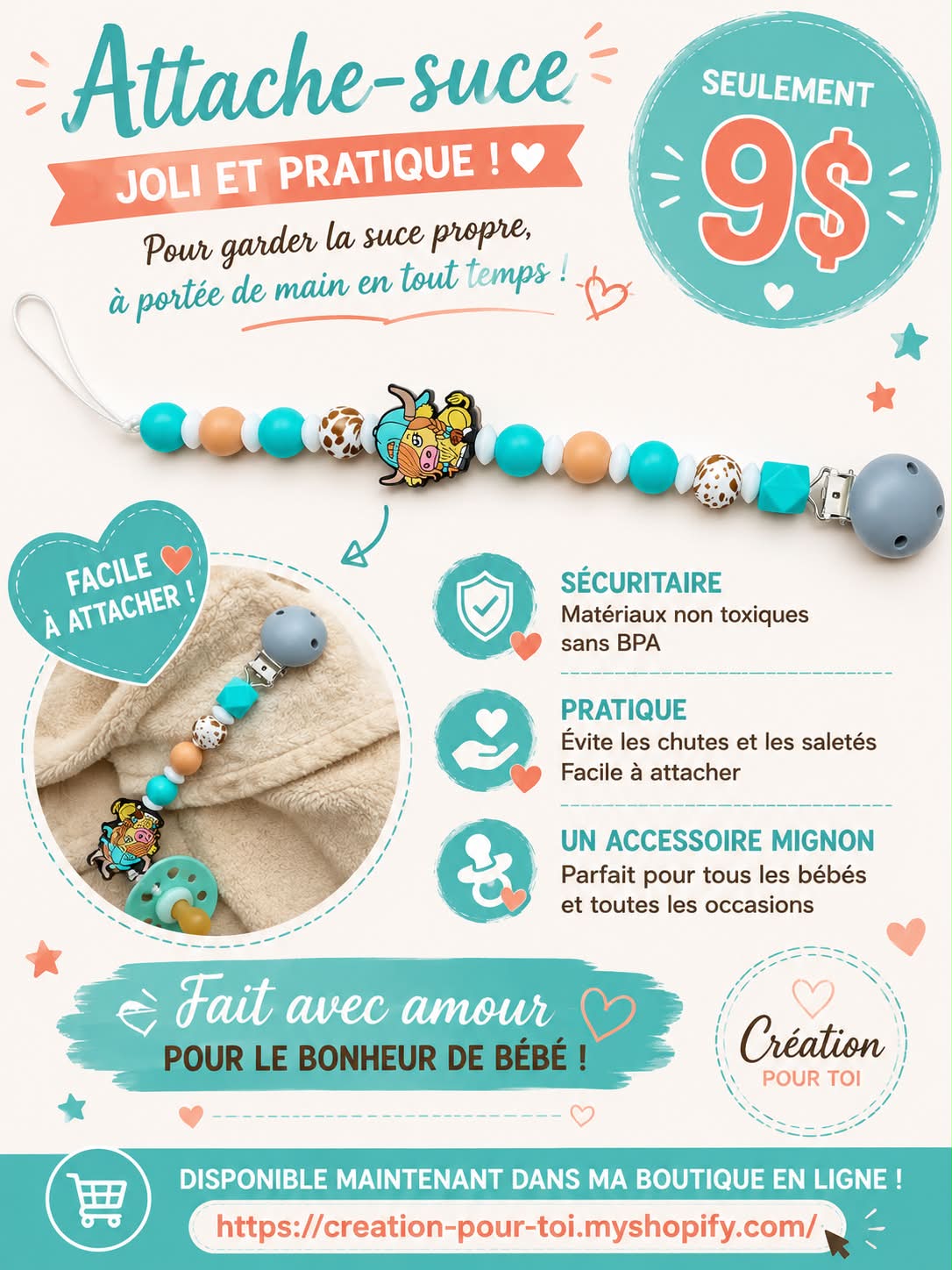 Attache tétine pour Bébé