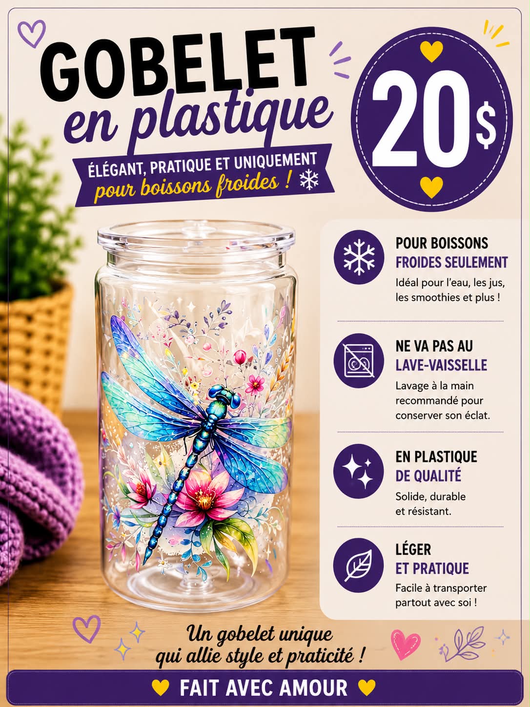 Gobelet en plastique