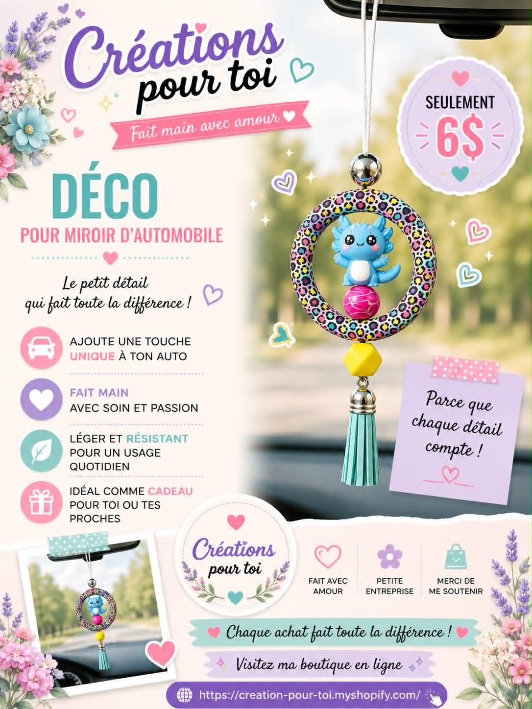 Déco pour miroir d'auto
