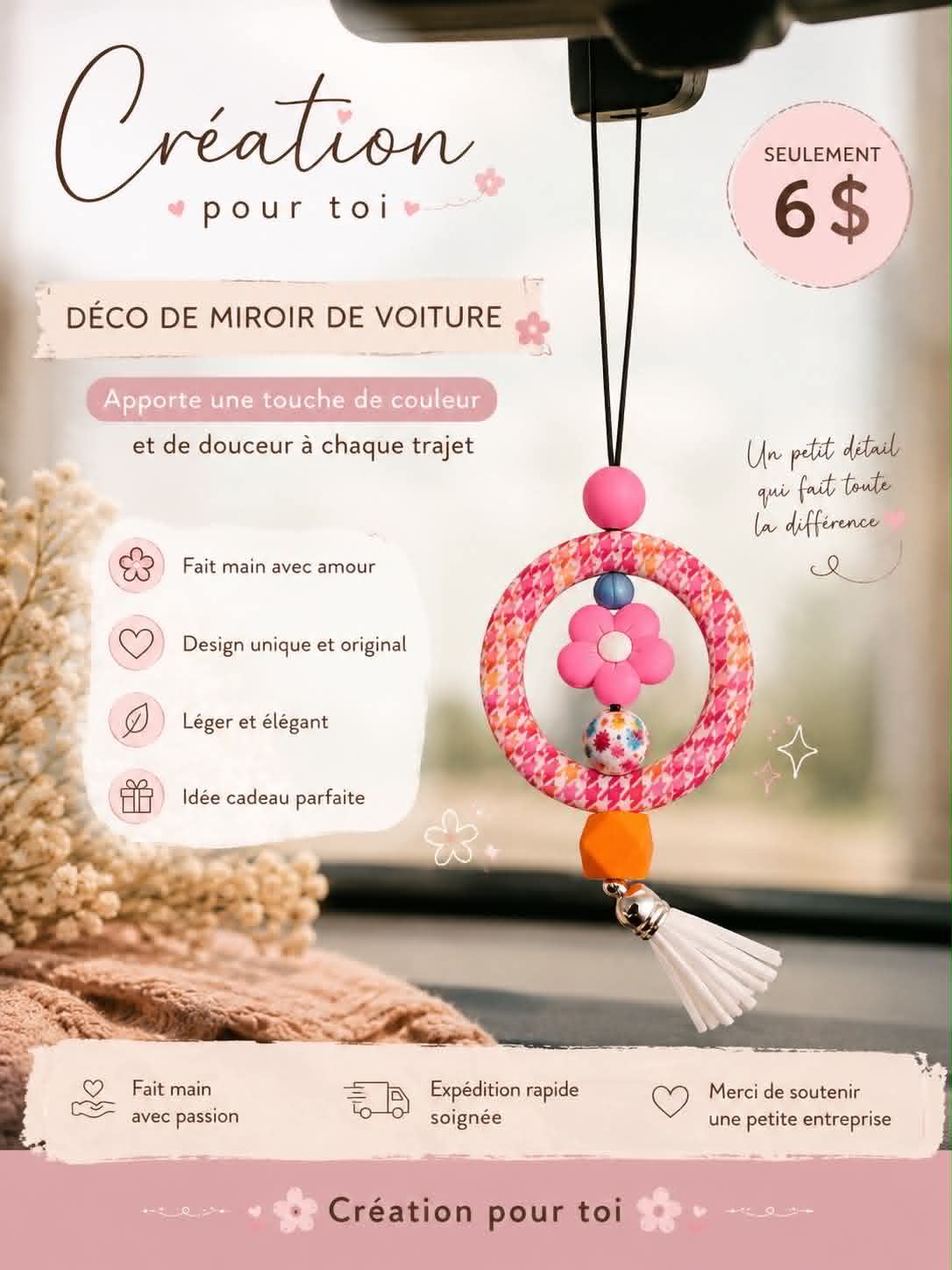 Déco pour miroir d'auto