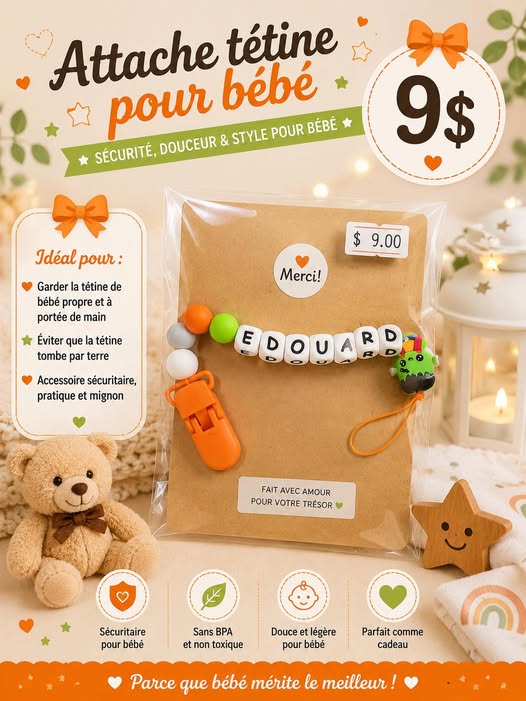 Attache tétine pour bébé «Edouard»