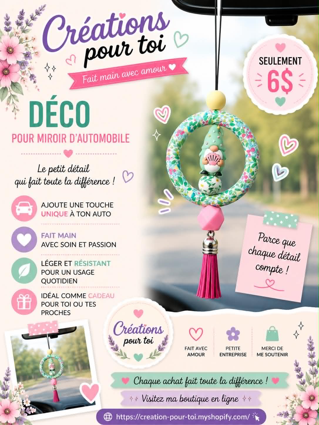 Déco pour miroir d'auto