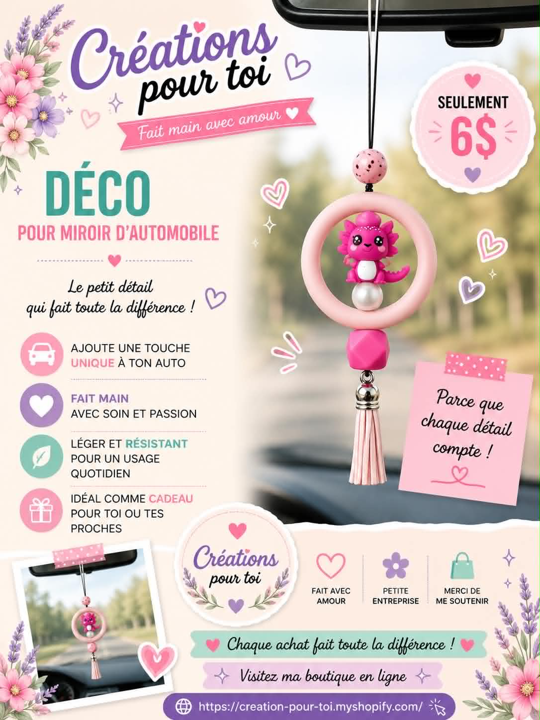 Déco pour miroir d'auto