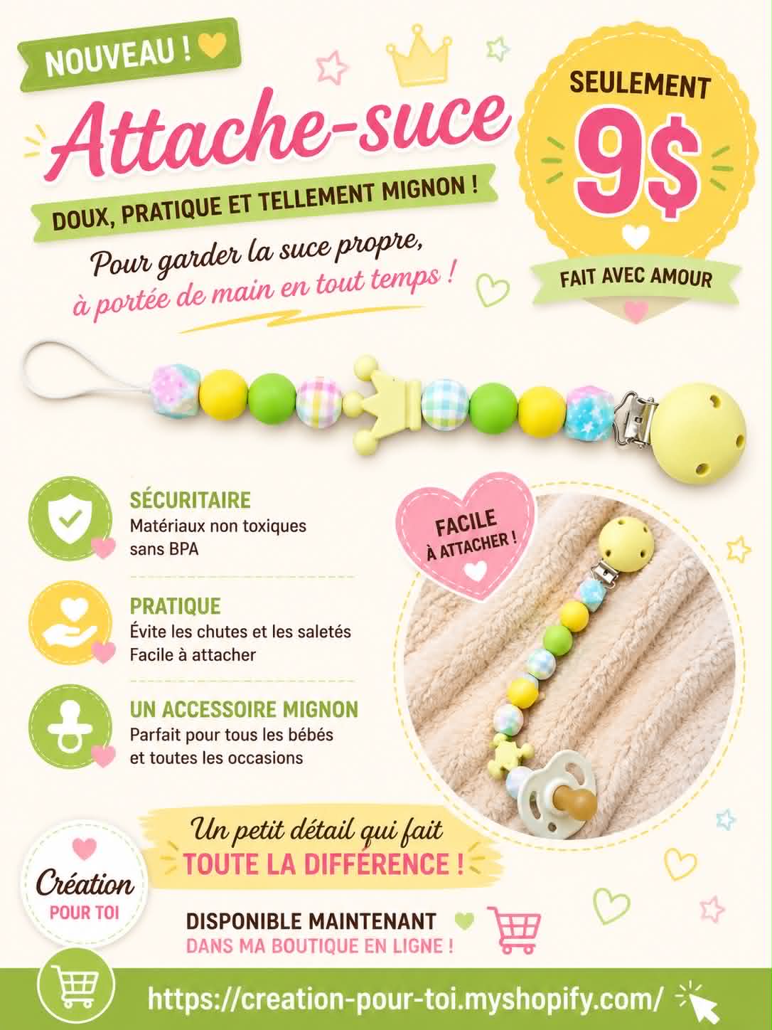 Attache tétine pour Bébé