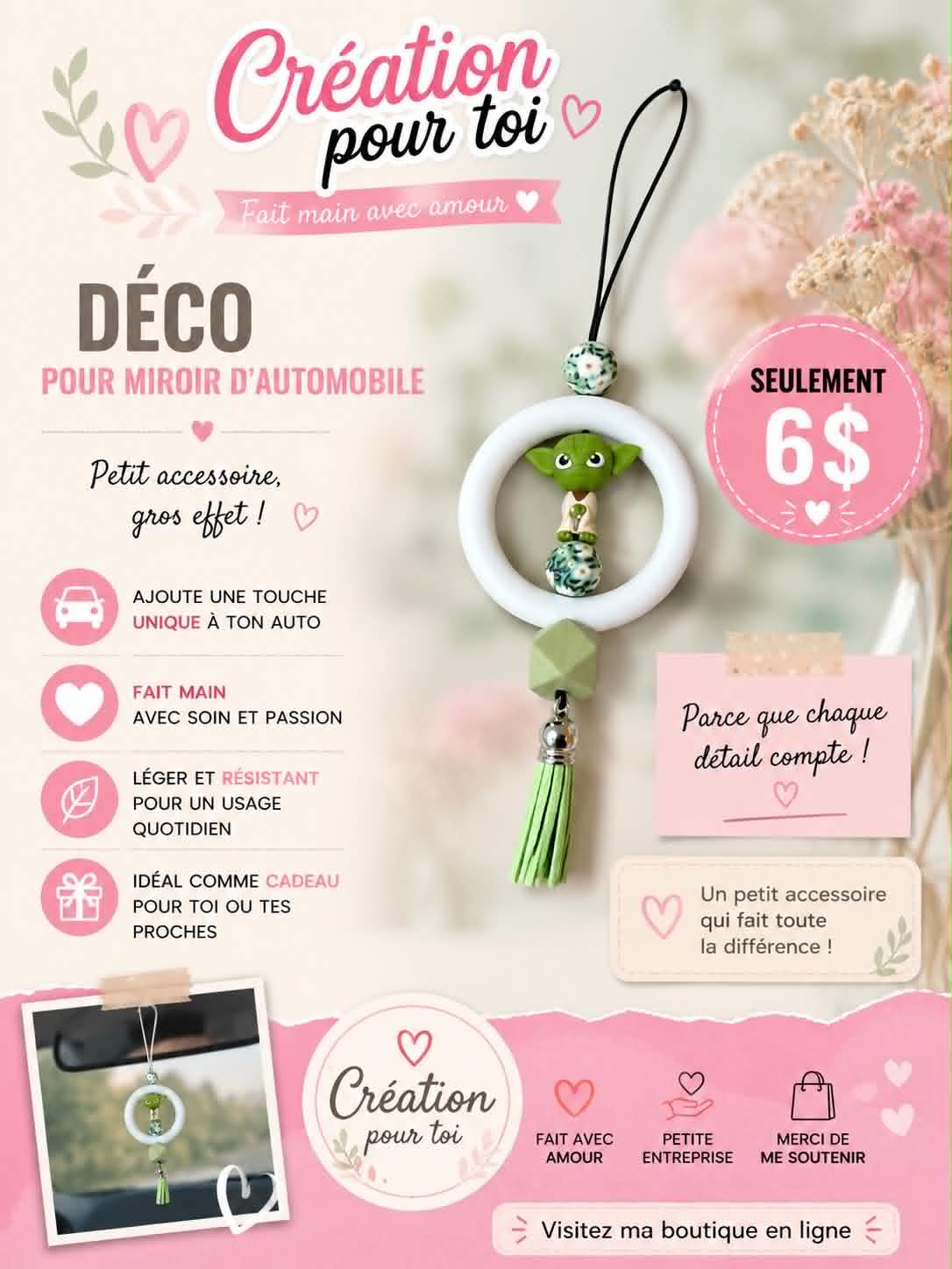 Déco pour miroir d'auto