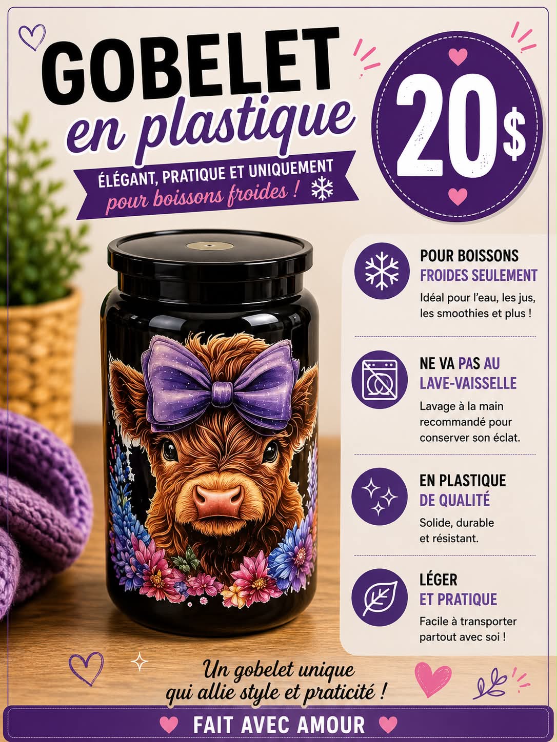 Gobelet en plastique