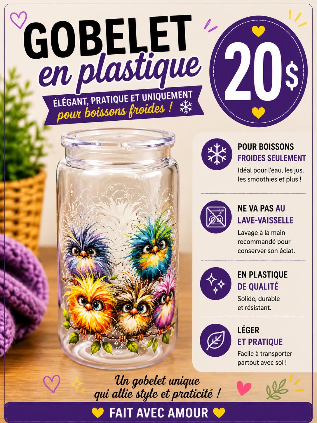 Gobelet en plastique