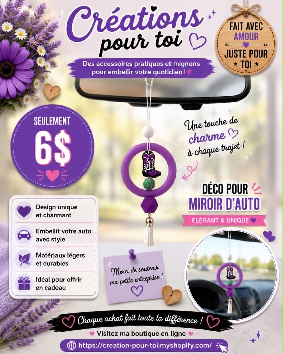 Déco pour miroir d'auto