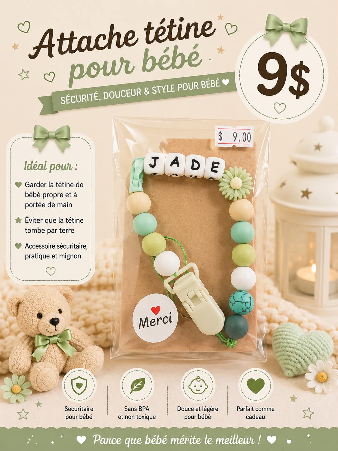Attache tétine JADE
