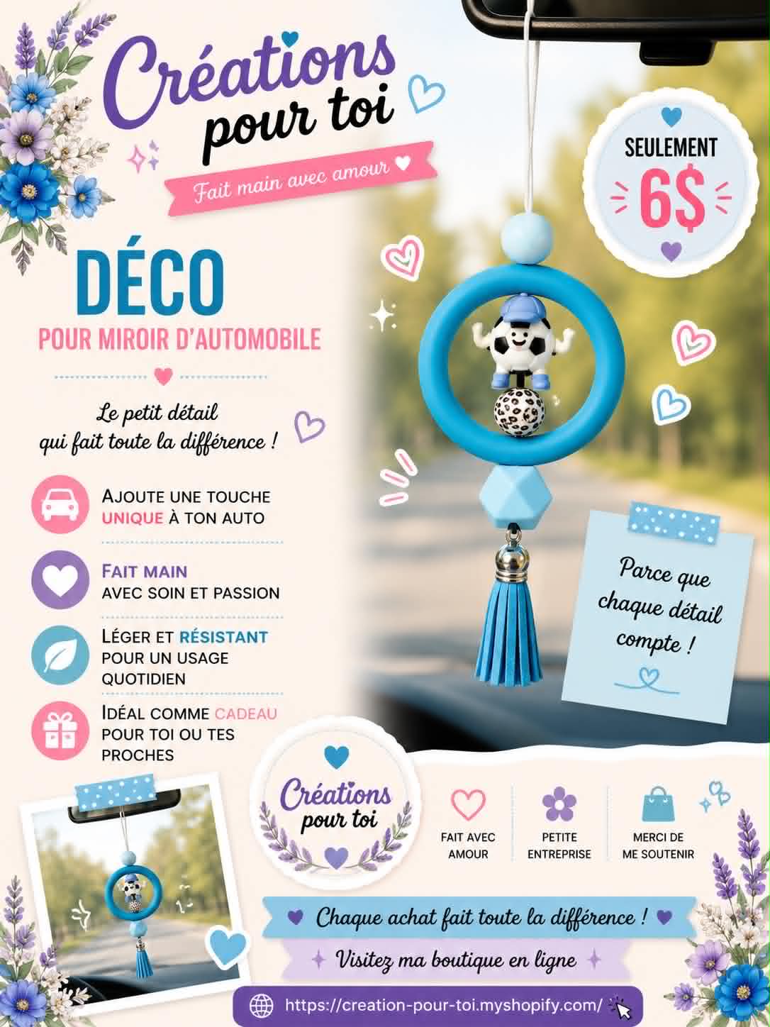 Déco pour miroir d'auto